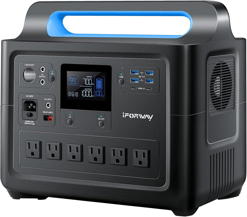 Portable Power Station 1000W, 1228Wh Capacity, 6 AC Outlets D58033