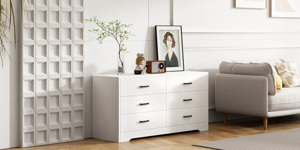 White 6 Drawer Wood Dresser Y5035