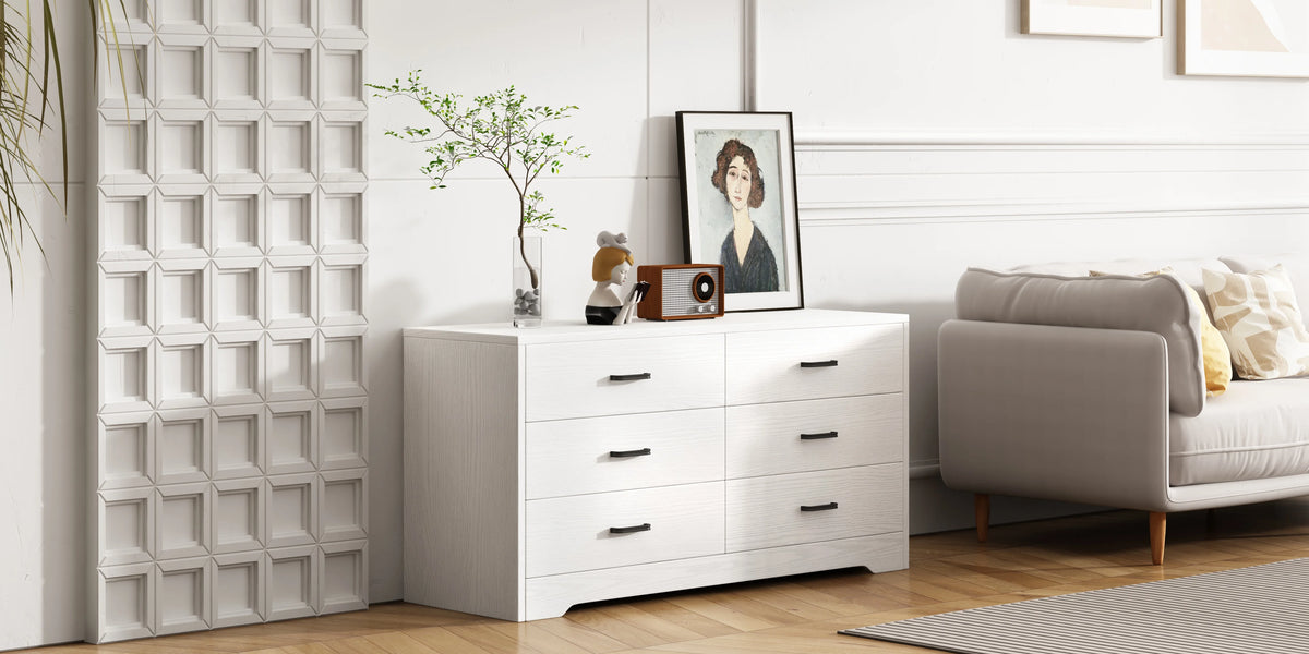 White 6 Drawer Wood Dresser Y5035