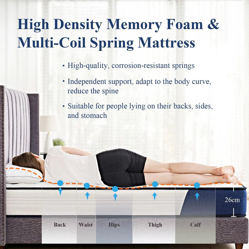 King Size 10 Inch Hybrid Memory Foam Innerspring Medium Firm Mattress O630