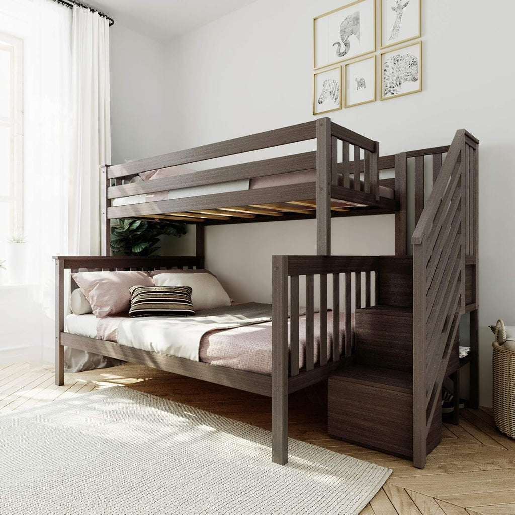 Clay Twin/Full Bunk Bed with Staircase K1395