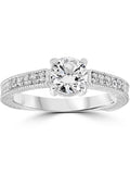 Vintage Diamond Engagement Ring 1 Carat 14K White Gold Round Brilliant Cut I72270