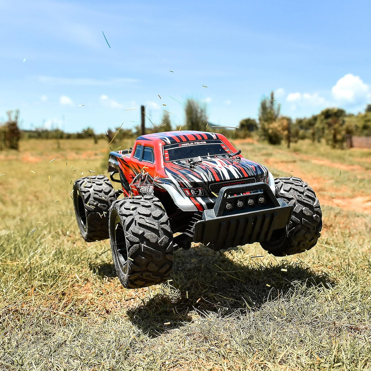 1:14 Scale Remote Control Car, 4WD Electric Toy Off Road RC Monster Truck with Two Rechargeable Batteries E488