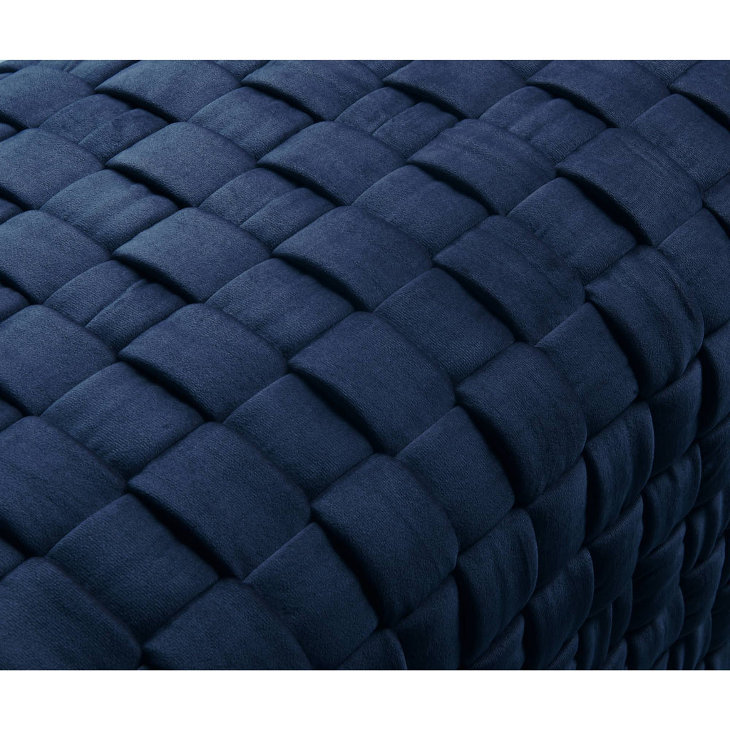 Navy Gold Velvet Cube Ottoman E325