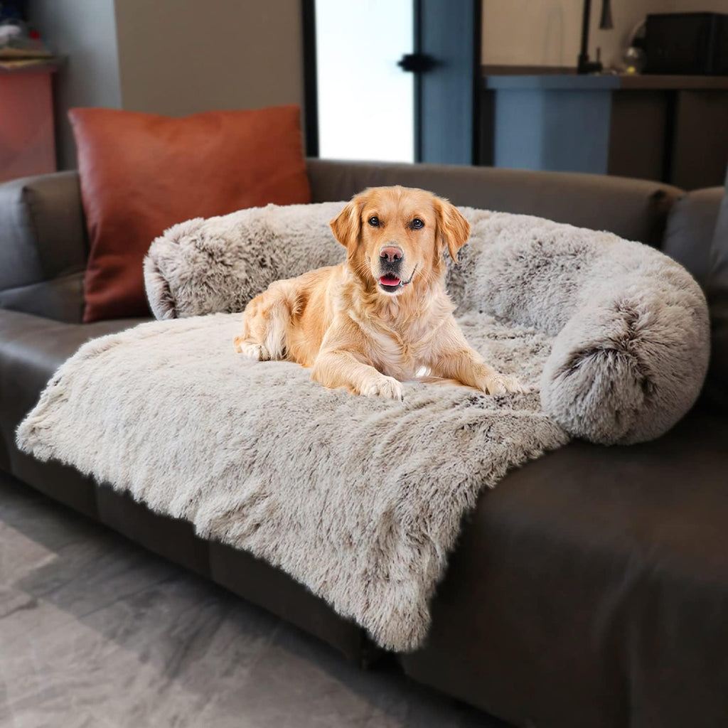 Dark Grey Small Pet Couch Protector with Soft Neck Bolster G101
