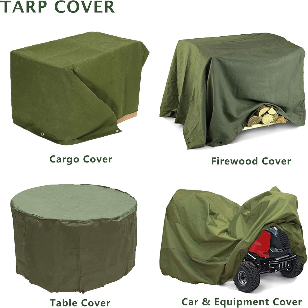 Green 6 x 8 Feet Waterproof Canvas Tarp with Rust Grommets W939