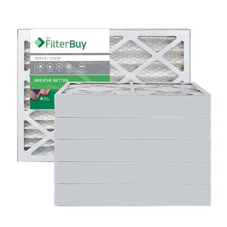 Silver MERV 8 15x25x4 Pleated AC Furnace Air Filter, Pack of 6 U2951