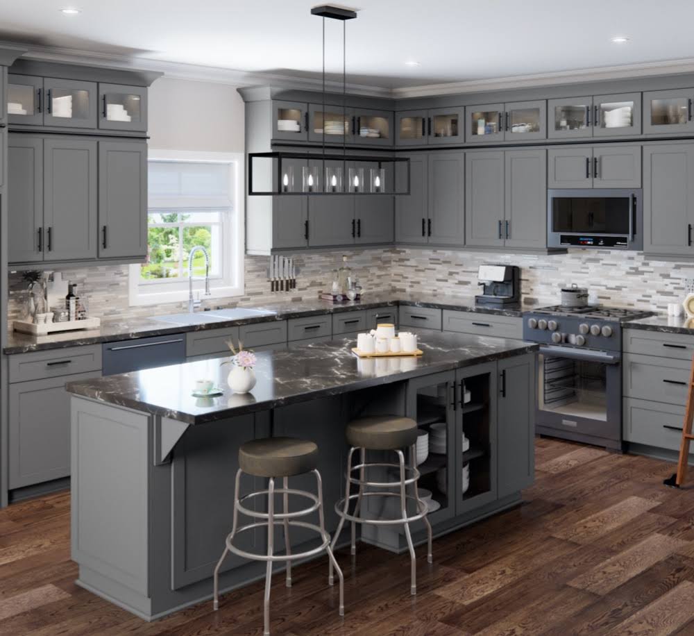 Grey 36x22 x 34.5x22 x 24x22 Sink 2 Doors 2 False Drawers Base Cabinet High-Density Fiberboard Z4413