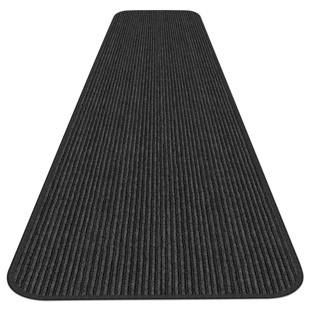 Smokey Black Double-Ribbed Carpet Runner with Skid-Resistant Rubber Backing U402766