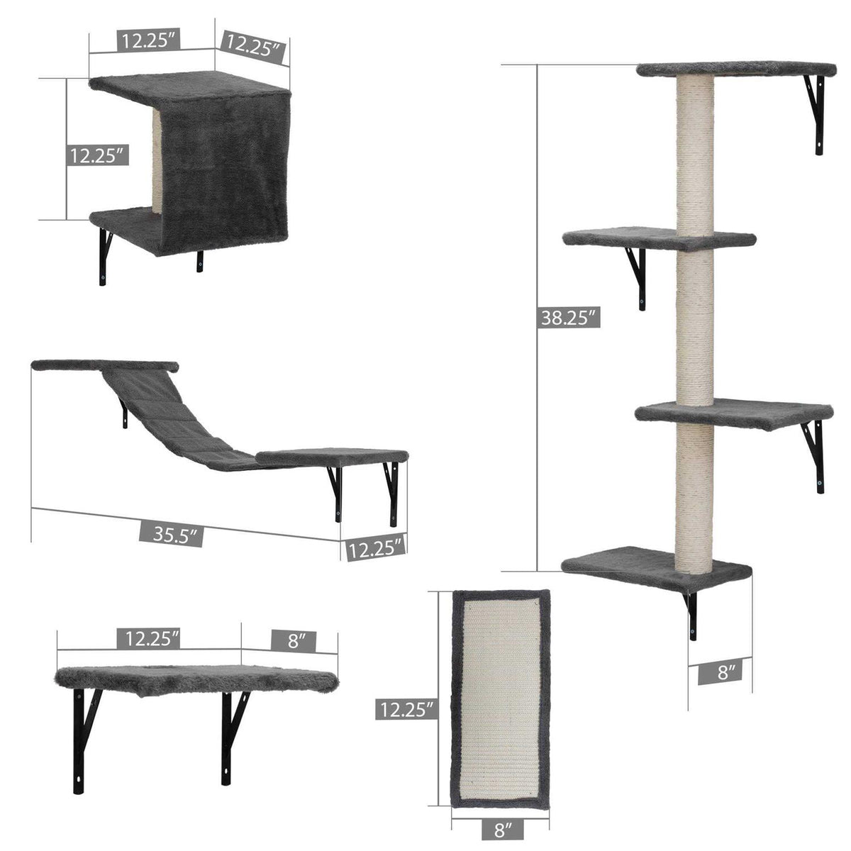 Wall Mounted Shelves Set Cat Tree N245