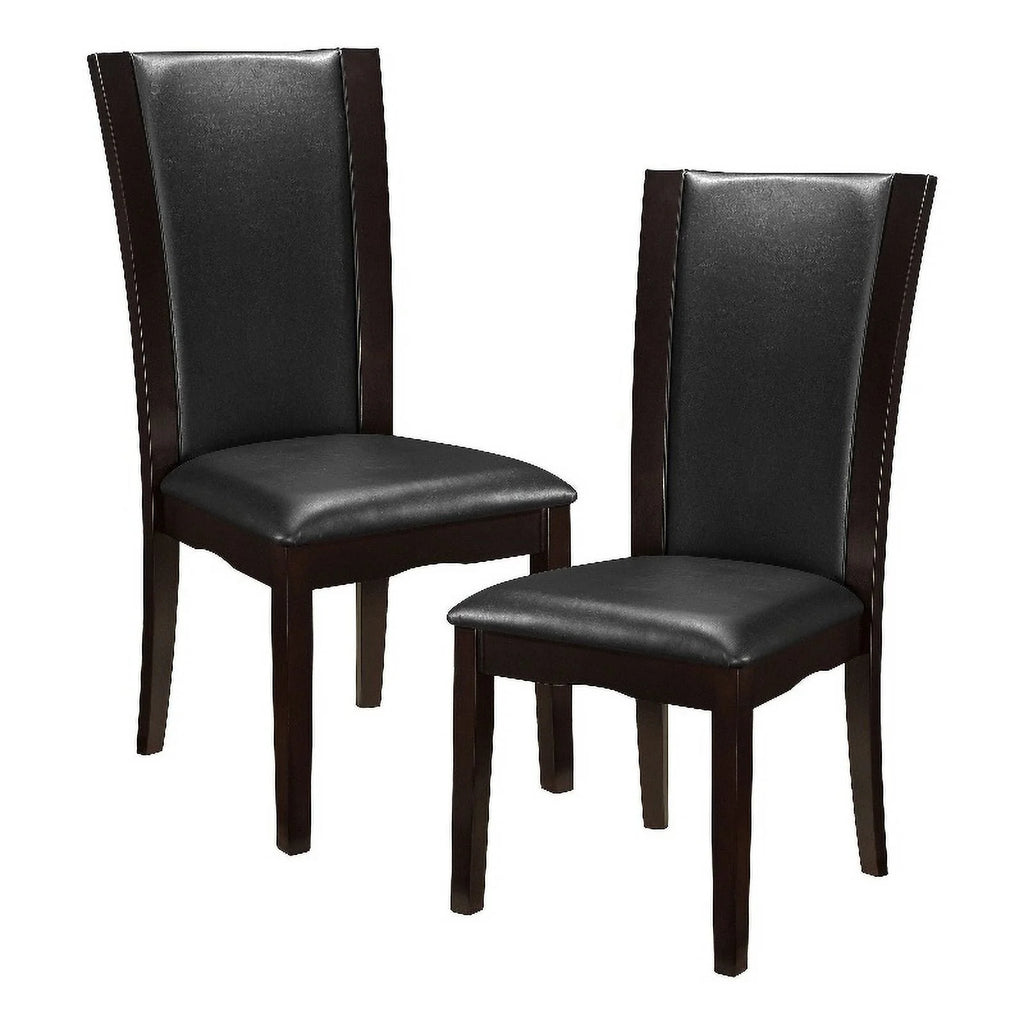 Wood and Faux Leather Dining Side Chair Espresso Set of 2 F2826