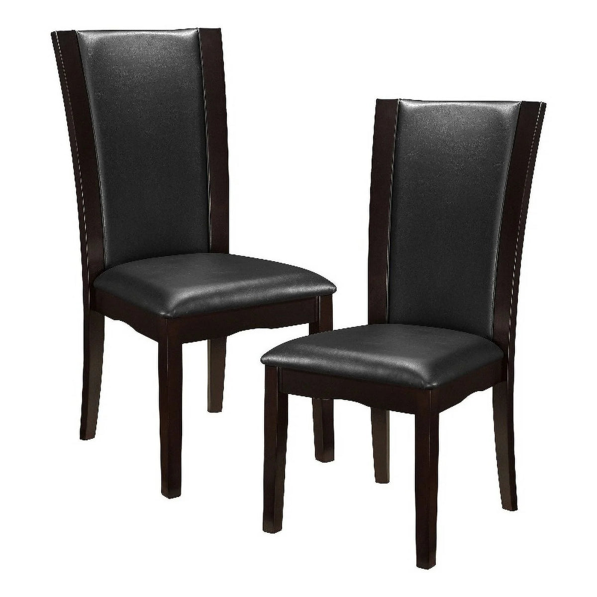 Wood and Faux Leather Dining Side Chair Espresso Set of 2 F2826