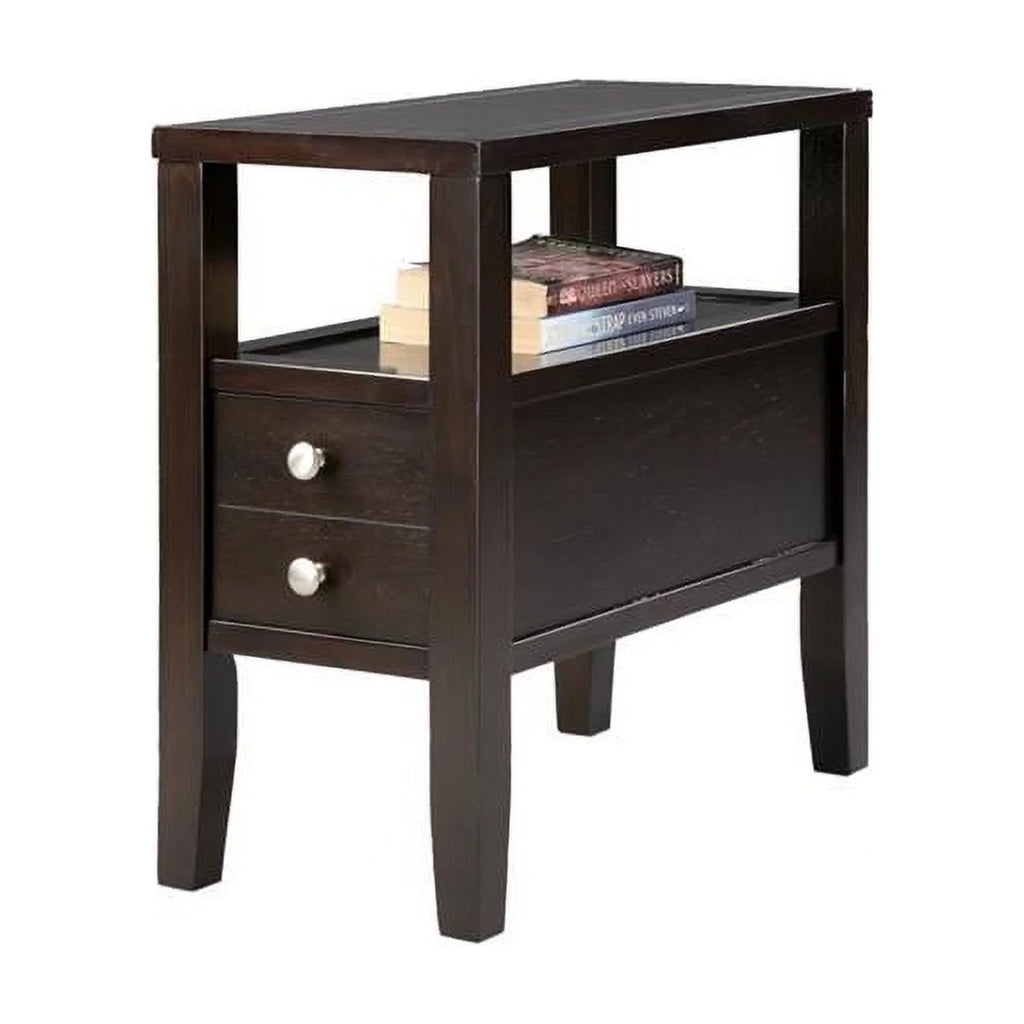 24" 2-drawer Wood End Table in Espresso S607920