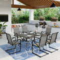 7-Piece Outdoor Patio Dining Set with 6 Rocking Chairs and 1 Metal Table V480423