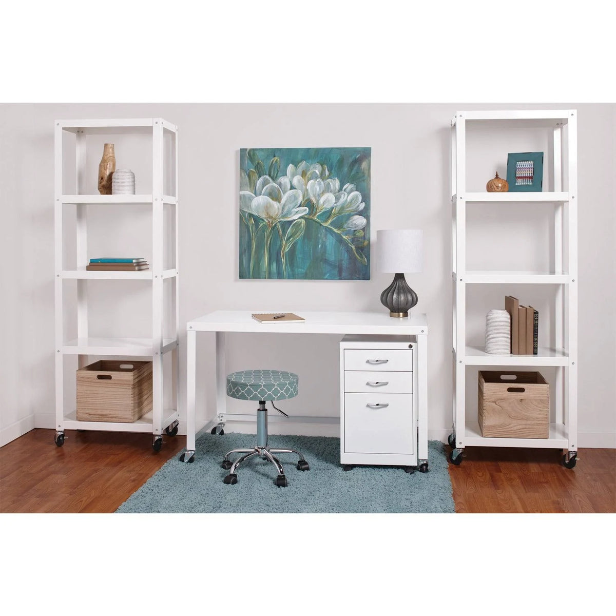 Industrial Modern Mobile 5-Shelf Bookcase Cart Black M40435